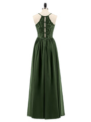Spaghetti Strap Lace and Chiffon Dresses Olive Green