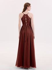 Spaghetti Strap Lace and Chiffon Dresses Terracotta