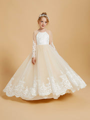 Charming Flower Girl Dresses Adorned with Bowknots and Lace Applique