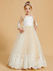 Charming Flower Girl Dresses Adorned with Bowknots and Lace Applique