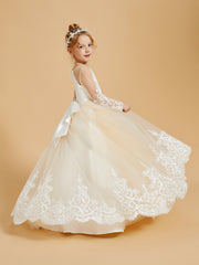 Charming Flower Girl Dresses Adorned with Bowknots and Lace Applique