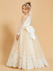 Charming Flower Girl Dresses Adorned with Bowknots and Lace Applique