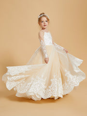 Charming Flower Girl Dresses Adorned with Bowknots and Lace Applique