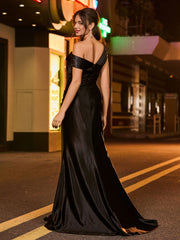 Sleeveless Waist Ruched Sheath Dress with Bow Black