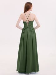 LACE And Chiffon Corset Back Dresses Olive Green