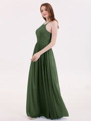 LACE And Chiffon Corset Back Dresses Olive Green