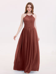 LACE And Chiffon Corset Back Dresses Terracotta