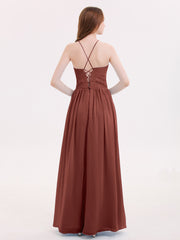 LACE And Chiffon Corset Back Dresses Terracotta