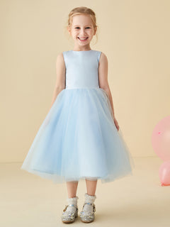 Sleeveless A-Line Flower Girl Dress with Lace-Up Back