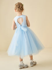 Sleeveless A-Line Flower Girl Dress with Lace-Up Back