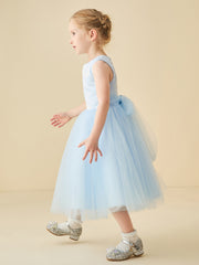 Sleeveless A-Line Flower Girl Dress with Lace-Up Back