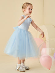 Sleeveless A-Line Flower Girl Dress with Lace-Up Back