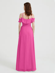 Y Neck Chiffon Dress with Ruffles Sleeves Azalea