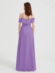 Y Neck Chiffon Dress with Ruffles Sleeves Tahiti