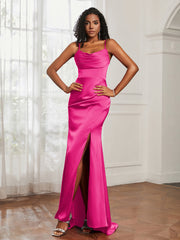 Cowl Neck Mermaid Satin Prom Dress Azalea