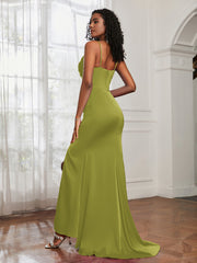 Cowl Neck Mermaid Satin Prom Dress Clover Plus Size