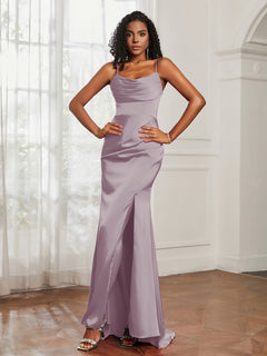 Cowl Neck Mermaid Satin Prom Dress Dusk