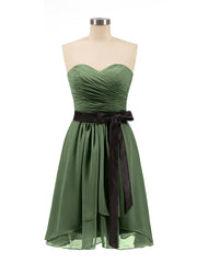 Sweethart Neck Short Bridemaid Dresses Olive Green