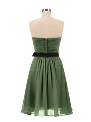 Sweethart Neck Short Bridemaid Dresses Olive Green