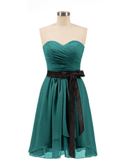 Sweethart Neck Short Bridemaid Dresses Peacock