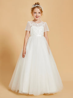 Tulle Elegance: Flower Girl Dresses with Button Embellishments