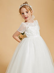 Tulle Elegance: Flower Girl Dresses with Button Embellishments