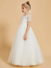 Tulle Elegance: Flower Girl Dresses with Button Embellishments