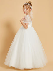Tulle Elegance: Flower Girl Dresses with Button Embellishments