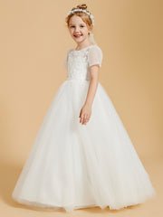 Tulle Elegance: Flower Girl Dresses with Button Embellishments