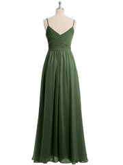 Sweetheart Neck Chiffon Dress with Spaghetti Straps Olive Green