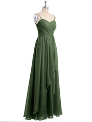 Sweetheart Neck Chiffon Dress with Spaghetti Straps Olive Green