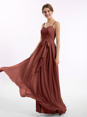 Sweetheart Neck Chiffon Dress with Spaghetti Straps Terracotta