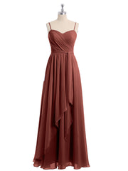 Sweetheart Neck Chiffon Dress with Spaghetti Straps Terracotta