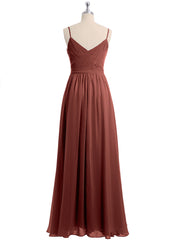 Sweetheart Neck Chiffon Dress with Spaghetti Straps Terracotta