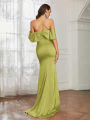 Sweetheart Neckline Flutter Sleeves Satin Prom Dress Clover Plus Size