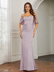 Sweetheart Neckline Flutter Sleeves Satin Prom Dress Dusk Plus Size