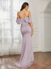 Sweetheart Neckline Flutter Sleeves Satin Prom Dress Dusk