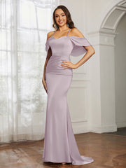 Sweetheart Neckline Flutter Sleeves Satin Prom Dress Dusk