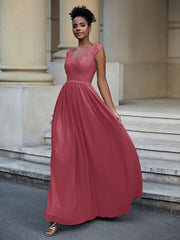 Lace and Chiffon Maxi Cap Sleeves Dress Cinnamon Rose Plus Size