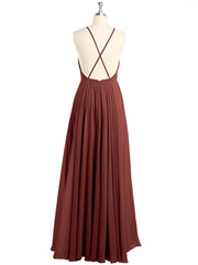 Simple Chiffon Bridesmaid Dress with Square Neck Terracotta