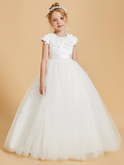 Elegant Flower Girl Dresses Adorned with Lace Applique and Cap Sleeves