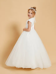Elegant Flower Girl Dresses Adorned with Lace Applique and Cap Sleeves