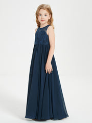 Long Junior Bridesmaid Dresses Lace Top Dark Navy