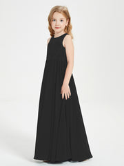 Long Junior Bridesmaid Dresses Lace Top Black