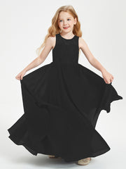 Long Junior Bridesmaid Dresses Lace Top Black