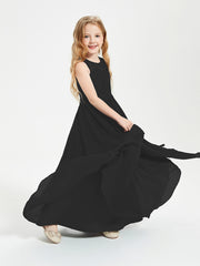 Long Junior Bridesmaid Dresses Lace Top Black