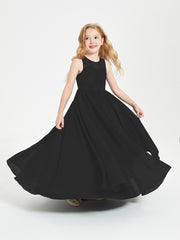 Long Junior Bridesmaid Dresses Lace Top Black