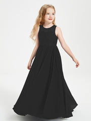 Long Junior Bridesmaid Dresses Lace Top Black