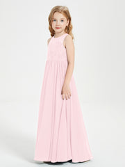 Long Junior Bridesmaid Dresses Lace Top Blushing Pink