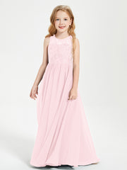 Long Junior Bridesmaid Dresses Lace Top Blushing Pink